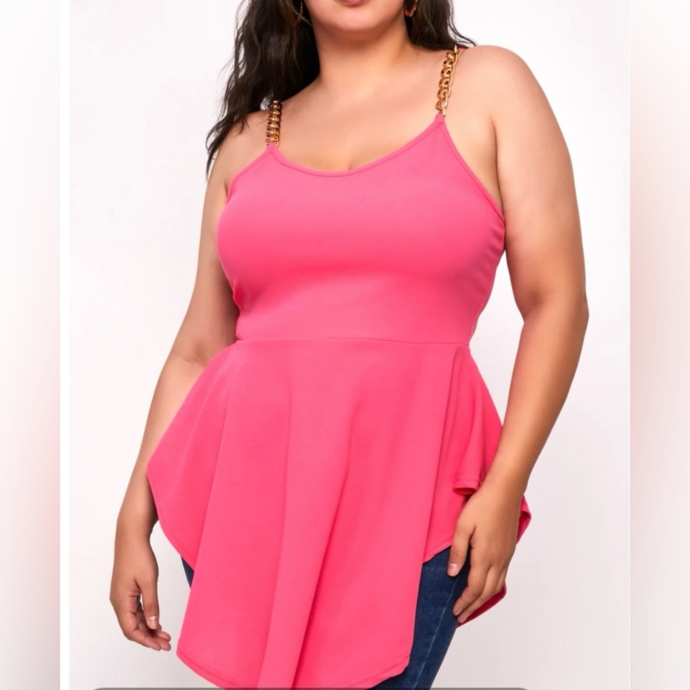 Plus sized chain strapped peplum top